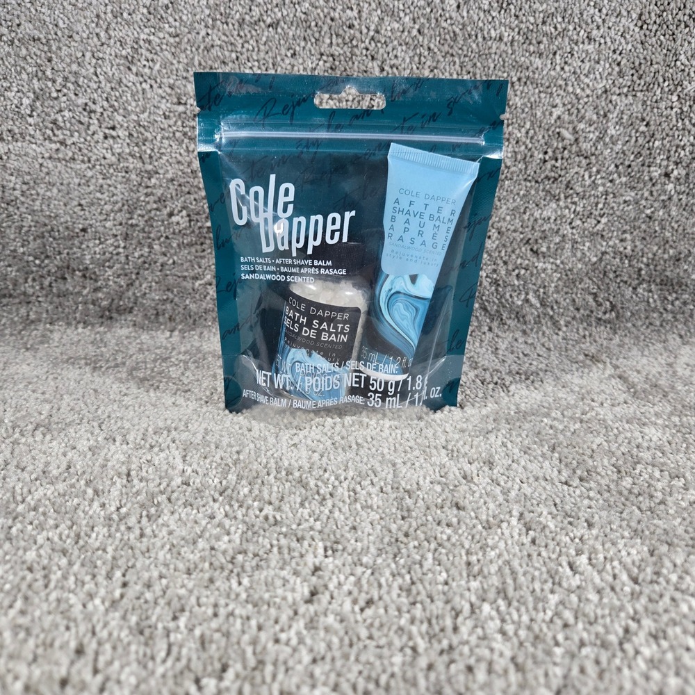 Cole Dapper Grooming Set‎ Sandalwood Bath Salts & After Shave Balm Mens 2pc New